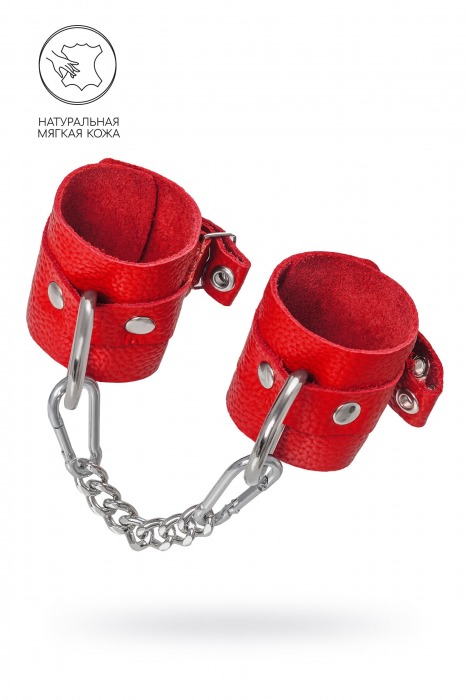 Красные мягкие кожаные наручники с люверсами - Pecado - купить с доставкой в Копейске