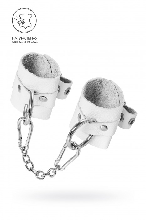 Белые мягкие кожаные наручники с люверсами - Pecado - купить с доставкой в Копейске