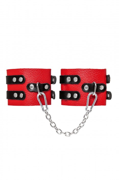 Красно-черные мягкие оковы с двумя ремешками с люверсами - Pecado - купить с доставкой в Копейске
