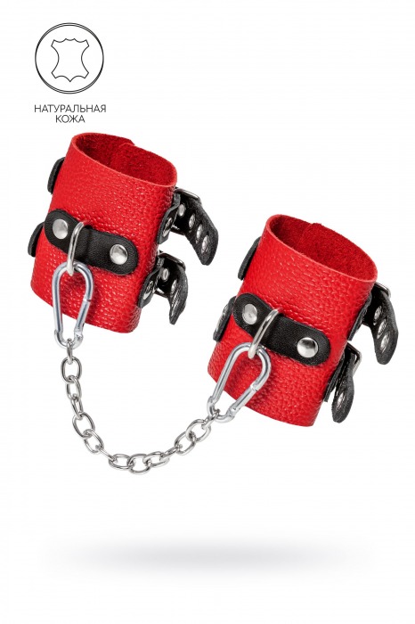 Красно-черные мягкие наручники с двумя ремешками с люверсами - Pecado - купить с доставкой в Копейске