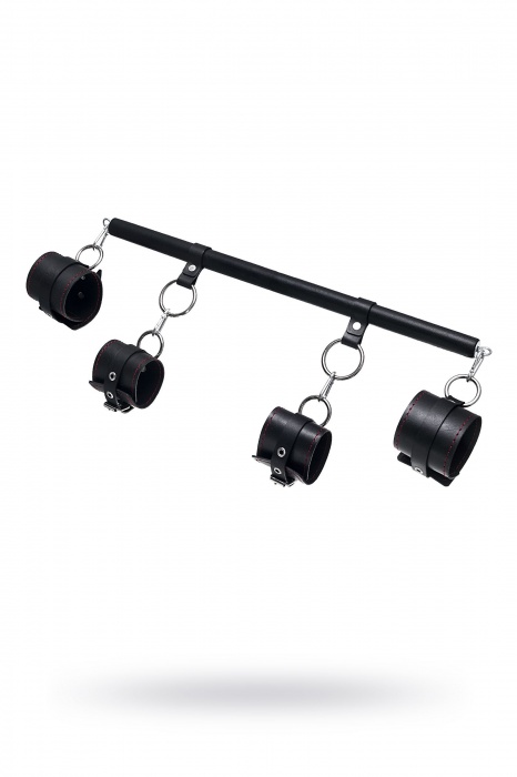 Черная распорка с 4 манжетами для рук и ног - Pecado - купить с доставкой в Копейске