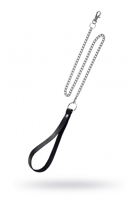 Поводок с ручкой из черной натуральной кожи и карабином для ошейника - Pecado - купить с доставкой в Копейске