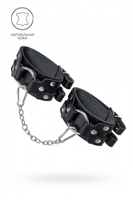 Черные кожаные оковы с двумя ремешками - Pecado - купить с доставкой в Копейске