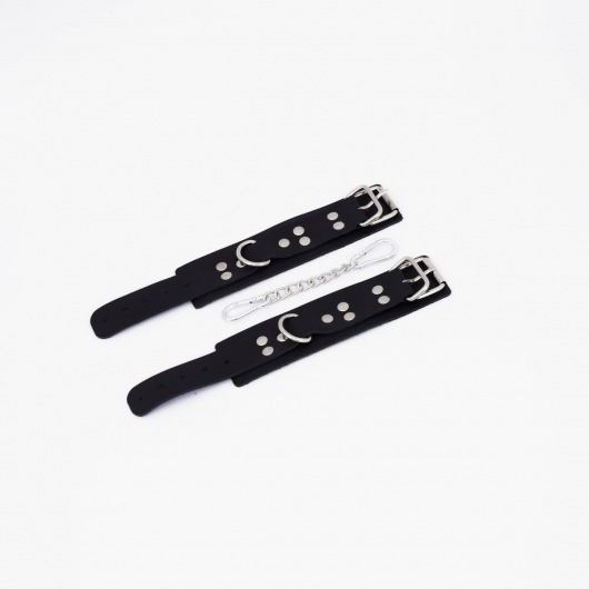 Черные кожаные наручники с регулируемыми ремешками - Crazy Handmade - купить с доставкой в Копейске