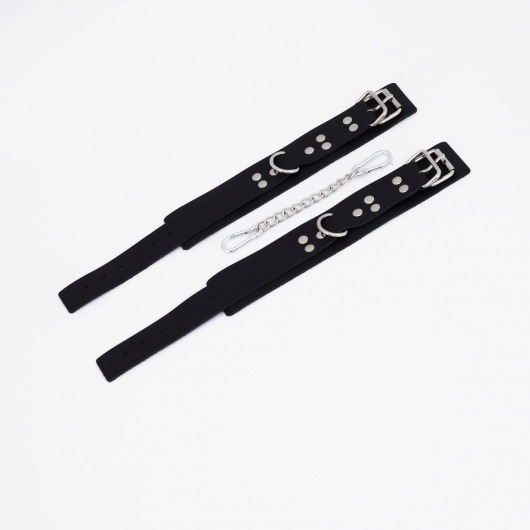 Черные кожаные оковы с регулируемыми ремешками - Crazy Handmade - купить с доставкой в Копейске