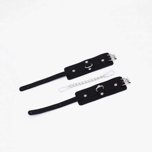 Черные кожаные оковы с хромированной фурнитурой - Crazy Handmade - купить с доставкой в Копейске