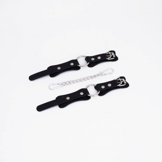 Черные кожаные наручники с кольцом - Crazy Handmade - купить с доставкой в Копейске