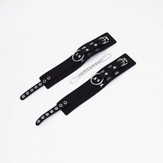 Черные кожаные оковы Sex - Crazy Handmade - купить с доставкой в Копейске