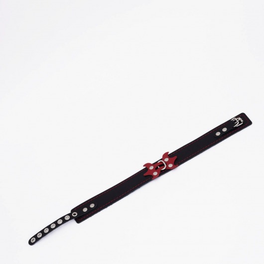 Черный ошейник с красным декором и строчкой - Crazy Handmade - купить с доставкой в Копейске