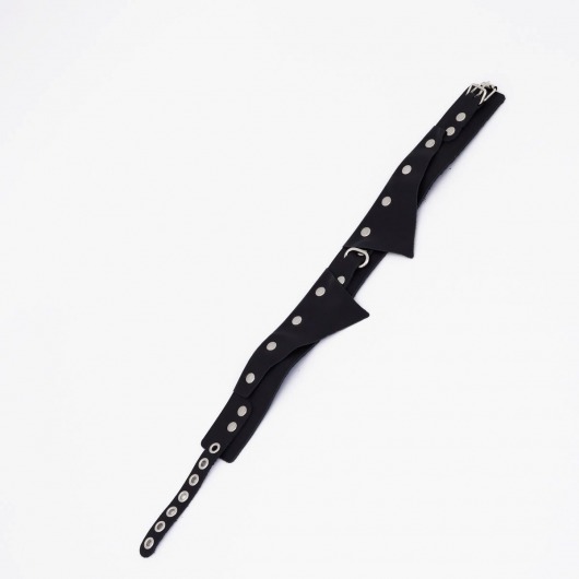 Черный однослойный кожаный ошейник с имитацией воротничка - Crazy Handmade - купить с доставкой в Копейске