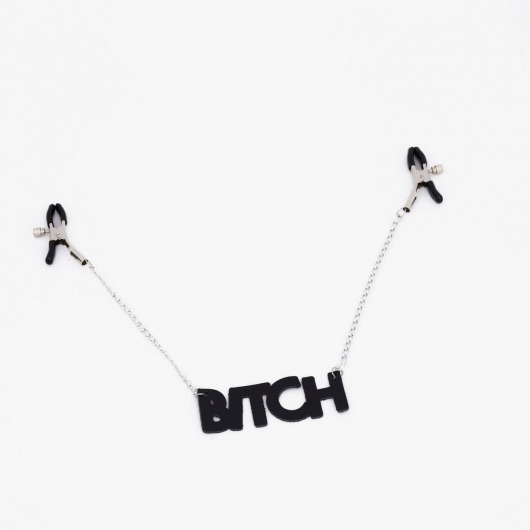 Зажимы на соски с кожаной подвеской Bitch - Crazy Handmade - купить с доставкой в Копейске