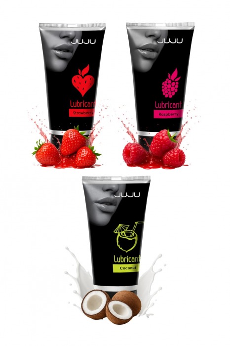 Набор из 3 съедобных лубрикантов JUJU (клубника, малина, кокос) - JuJu - купить с доставкой в Копейске
