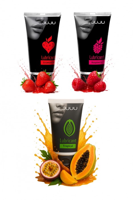 Набор из 3 съедобных лубрикантов JUJU (клубника, малина, тропические фрукты) - JuJu - купить с доставкой в Копейске