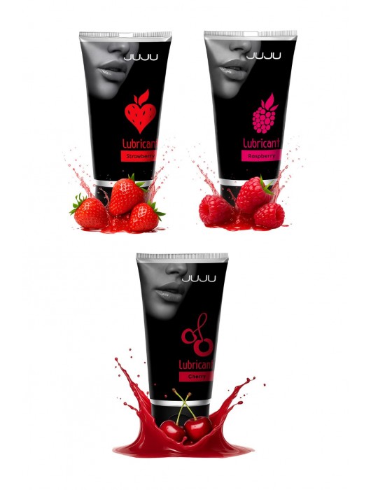Набор из 3 съедобных лубрикантов JUJU (клубника, малина, вишня) - JuJu - купить с доставкой в Копейске