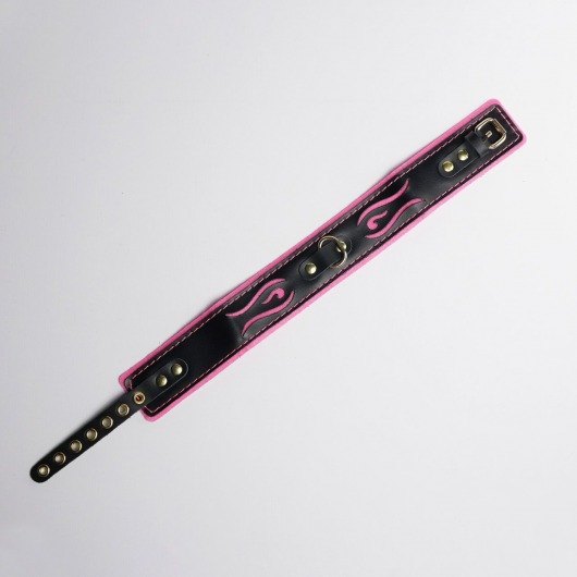 Черно-розовый ошейник с золотистой фурнитурой - Crazy Handmade - купить с доставкой в Копейске