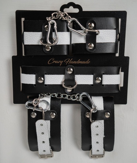 Набор фиксаторов из черной и белой натуральной кожи - Crazy Handmade - купить с доставкой в Копейске