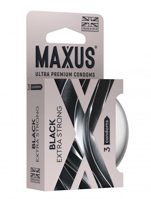 Черные утолщенные презервативы MAXUS Extra Strong с железным кейсом - 3 шт. - Maxus - купить с доставкой в Копейске