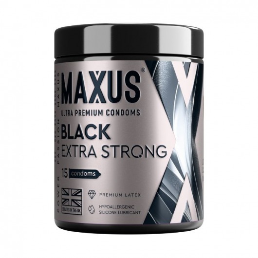 Черные утолщенные презервативы MAXUS Extra Strong с железным кейсом - 15 шт. - Maxus - купить с доставкой в Копейске