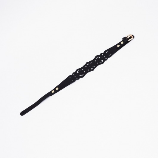 Черный ажурный чокер с золотистой фурнитурой - Crazy Handmade - купить с доставкой в Копейске