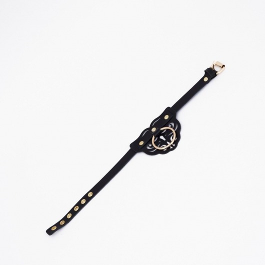 Черный чокер с клепками и золотистой фурнитурой - Crazy Handmade - купить с доставкой в Копейске