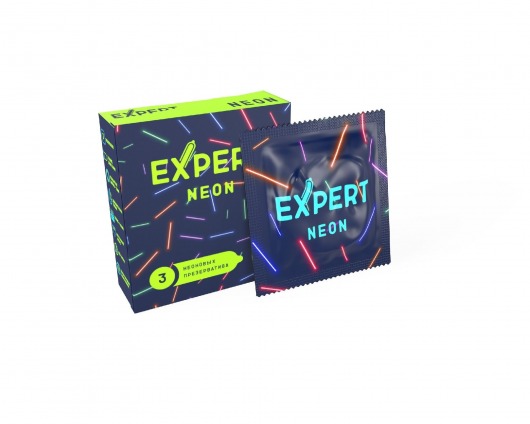 Светящиеся в темноте презервативы Expert Neon - 3 шт. - Expert - купить с доставкой в Копейске