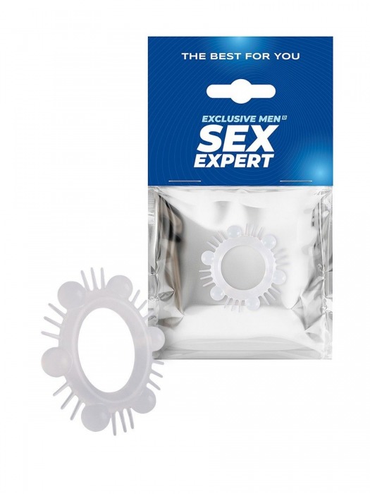 Эластичное эрекционное кольцо с шипиками и шариками - Sex Expert - в Копейске купить с доставкой