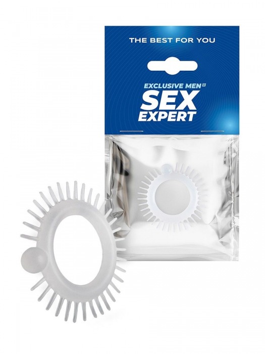Эластичное эрекционное кольцо с шипиками и шариком - Sex Expert - в Копейске купить с доставкой