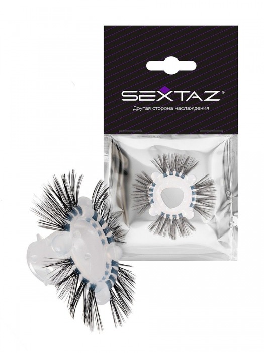 Эластичное эрекционное кольцо с черными «ресничками» - Sextaz - в Копейске купить с доставкой