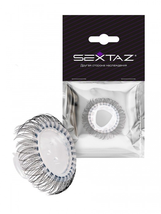 Эластичное эрекционное кольцо с длинными черными «ресничками» - Sextaz - в Копейске купить с доставкой
