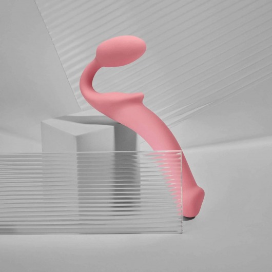 Розовый безремневой страпон Strap-on-me Semi-Realistic Bendable Strap-On size XL - Strap-on-me - купить с доставкой в Копейске