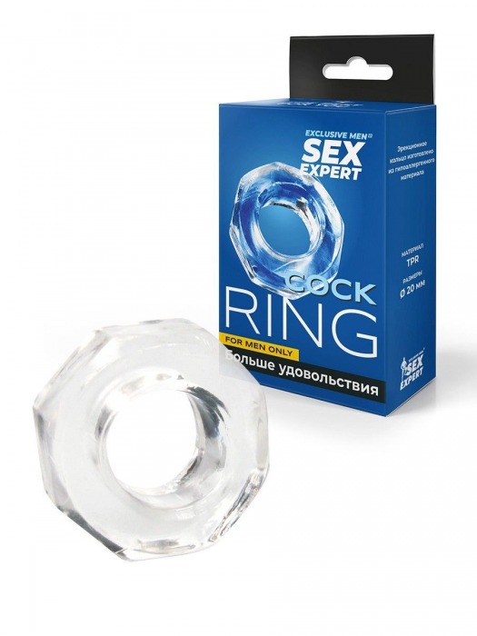 Прозрачное эрекционное кольцо в форме гайки - Sex Expert - в Копейске купить с доставкой