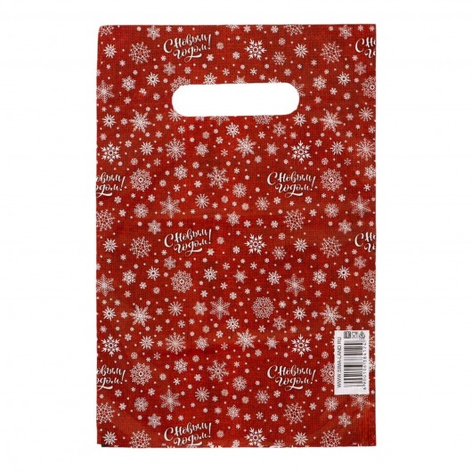 Красный подарочный новогодний пакет с вырубной ручкой (20х30 см) - Сима-Ленд - купить с доставкой в Копейске