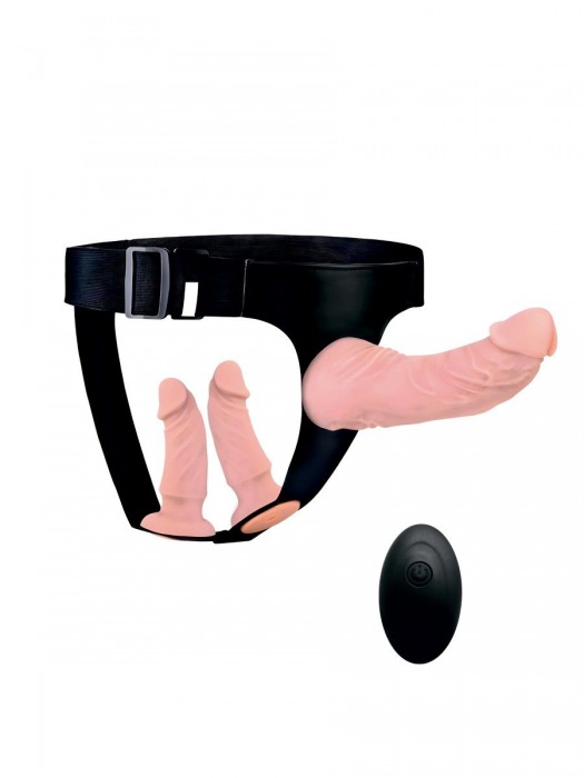 Женский страпон с 3 насадками и вибрацией - Erowoman-Eroman - купить с доставкой в Копейске