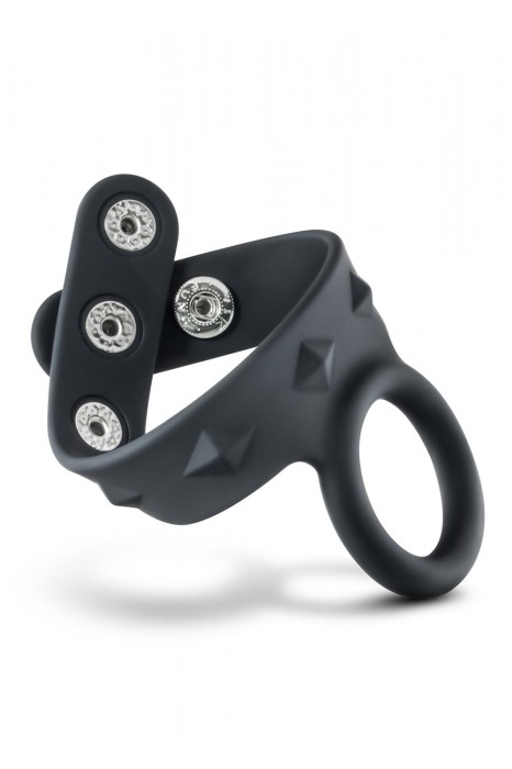 Черное эрекционное кольцо с подхватом мошонки на кнопках VS6 - Blush Novelties - в Копейске купить с доставкой