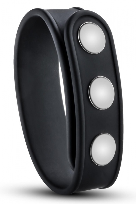 Черное эрекционное кольцо на кнопках - Blush Novelties - в Копейске купить с доставкой