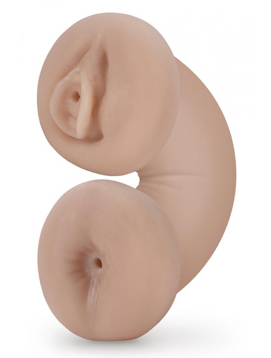 Телесный люминесцентный двусторонний мастурбатор Tasha - Blush Novelties - в Копейске купить с доставкой