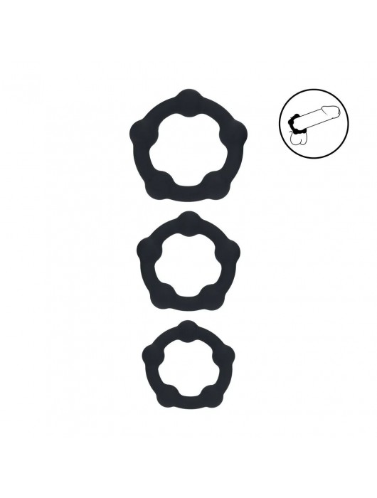 Набор из 3 эрекционных колец Beaded Silicone Cockring Set - Shots Media BV - в Копейске купить с доставкой