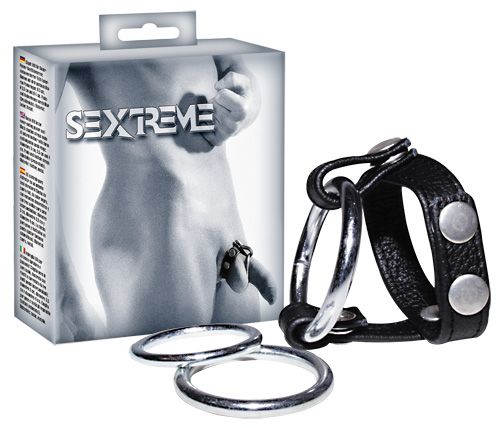 Подхват для мошонки с 3 съемными эрекционными кольцами Leder-Riemen - Orion - в Копейске купить с доставкой