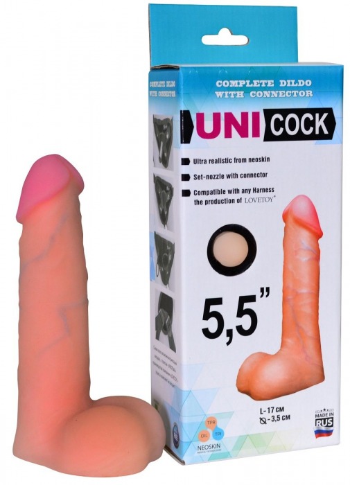 Фаллическая насадка Харнесс UNICOCK 5,5  - 17 см. - LOVETOY (А-Полимер) - купить с доставкой в Копейске