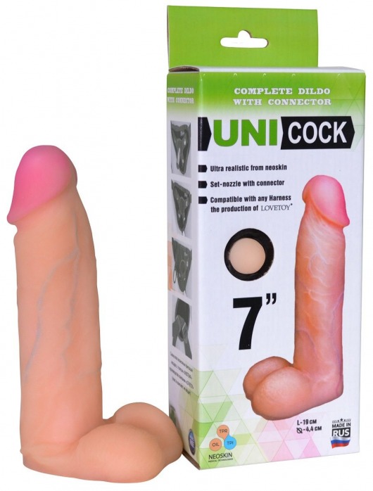 Фаллическая насадка Харнесс UNICOCK 7  - 19 см. - LOVETOY (А-Полимер) - купить с доставкой в Копейске