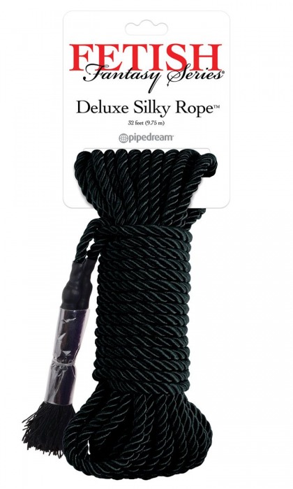 Черная веревка для фиксации Deluxe Silky Rope - 9,75 м. - Pipedream - купить с доставкой в Копейске