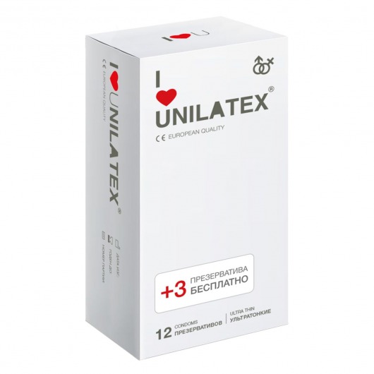 Ультратонкие презервативы Unilatex Ultra Thin - 12 шт. + 3 шт. в подарок - Unilatex - купить с доставкой в Копейске