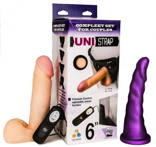 Вибрострапон с двумя насадками UniStrap - 18 и 18 см. - LOVETOY (А-Полимер) - купить с доставкой в Копейске