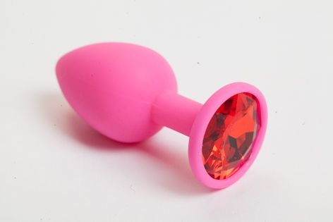 Розовая анальная пробка с красным кристаллом - 9,5 см. - 4sexdreaM - купить с доставкой в Копейске