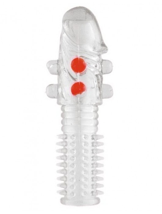 Гелевая прозрачная насадка с шариками и шипами - 14 см. - Toyfa Basic - в Копейске купить с доставкой