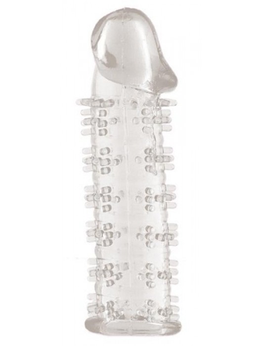 Гелевая прозрачная насадка с шипами - 12 см. - Toyfa Basic - в Копейске купить с доставкой