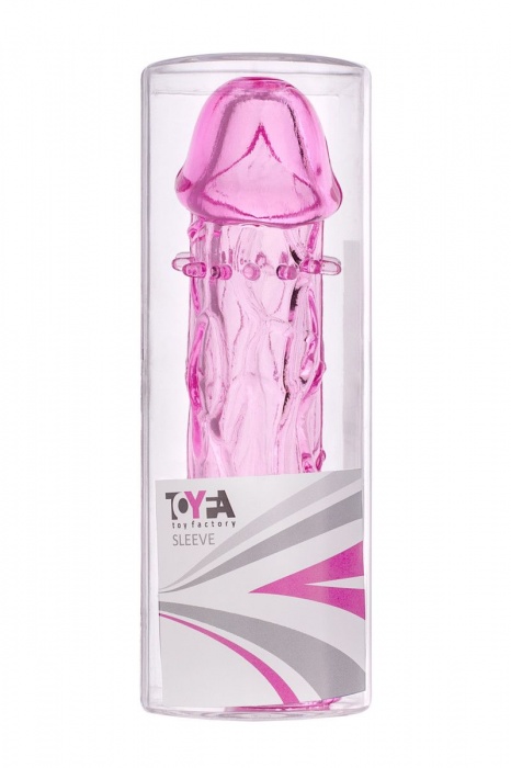 Гладкая розовая насадка с усиками под головкой - 12,5 см. - Toyfa Basic - в Копейске купить с доставкой