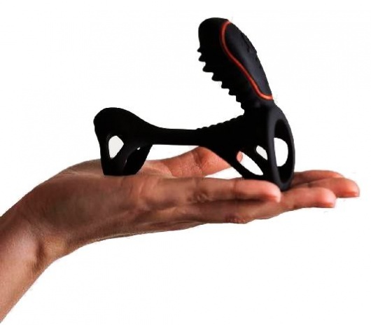 Чёрная насадка на фаллос Gladiator + LRS  с трехкнопочным пультом управления - Adrien Lastic - в Копейске купить с доставкой