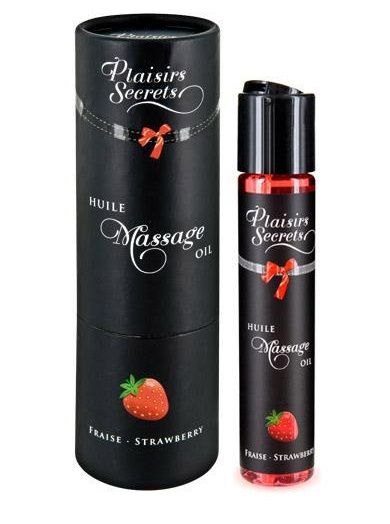 Массажное масло с ароматом клубники Huile de Massage Gourmande Fraise des Bois - 59 мл. - Plaisir Secret - купить с доставкой в Копейске