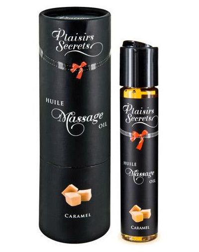 Массажное масло с ароматом карамели Huile de Massage Gourmande Caramel - 59 мл. - Plaisir Secret - купить с доставкой в Копейске